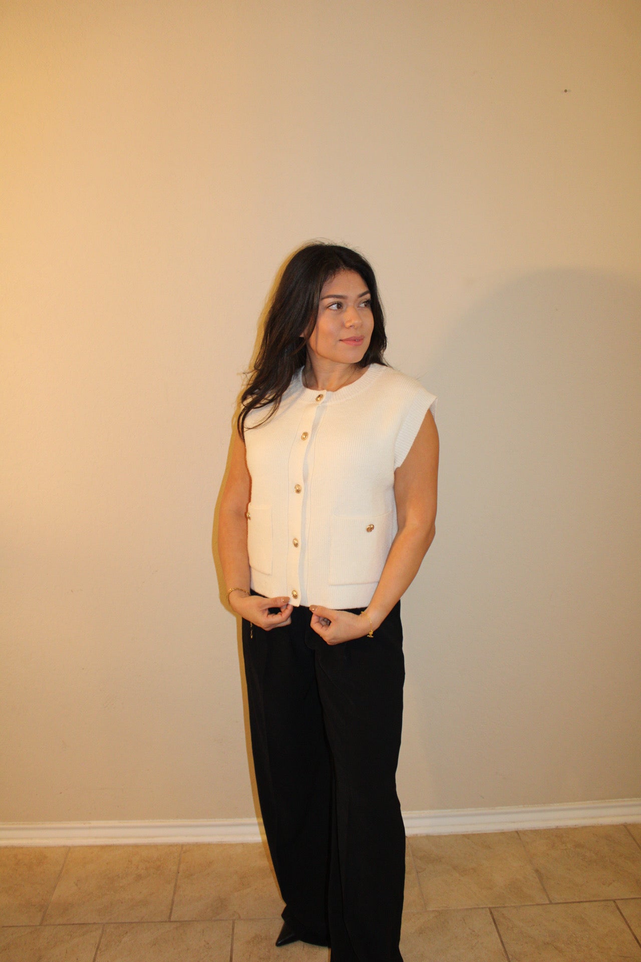 Noelle Gold Button Vest