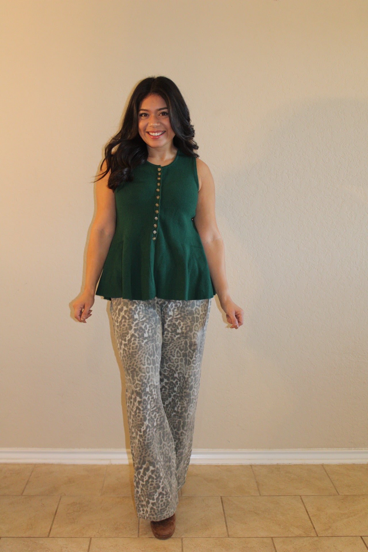 Kirsten Peplum Faux Button Top