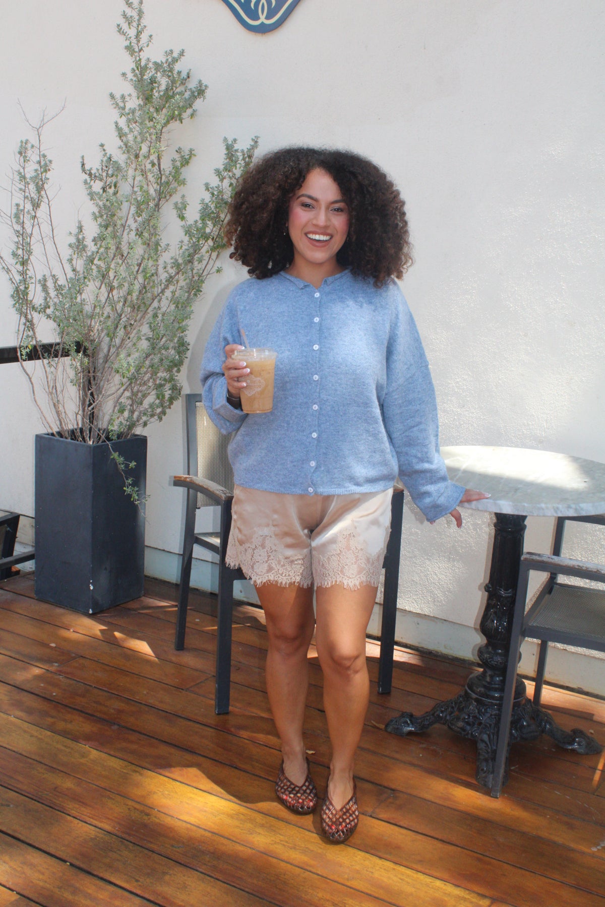 Autumn Latte Lace Satin Shorts