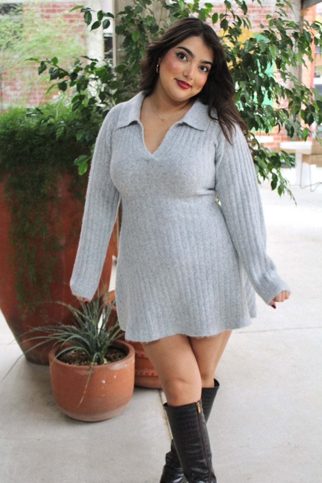 She's French Flared Sweater Dress