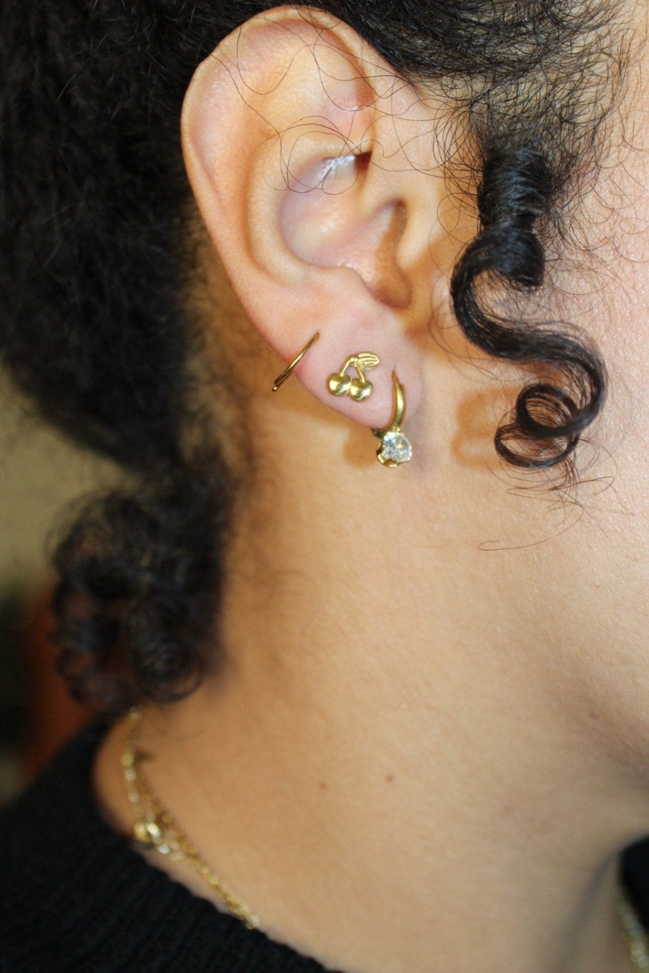 Petite Gold Cherry Studs