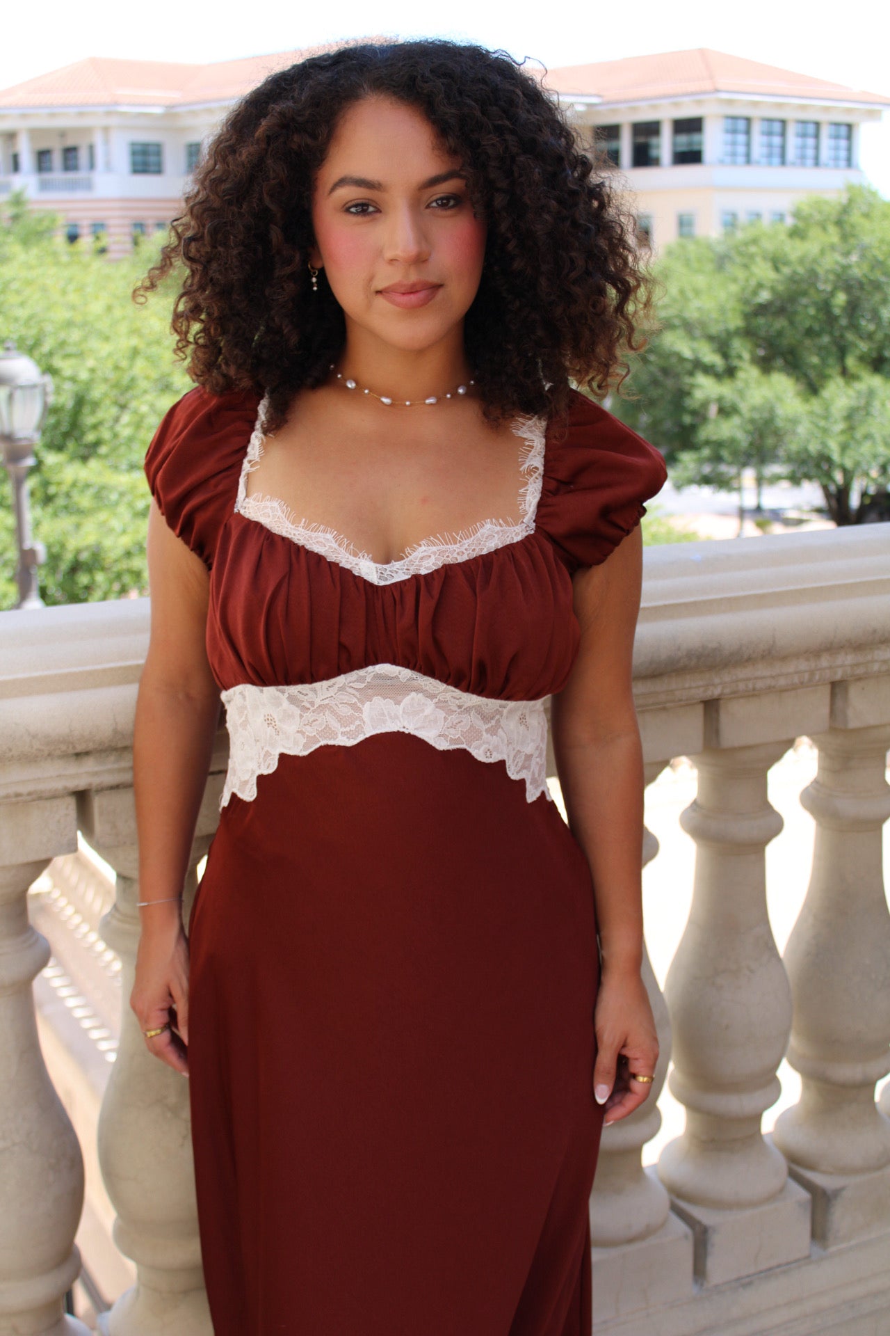 Spiced Cocoa Satin Maxi Dress