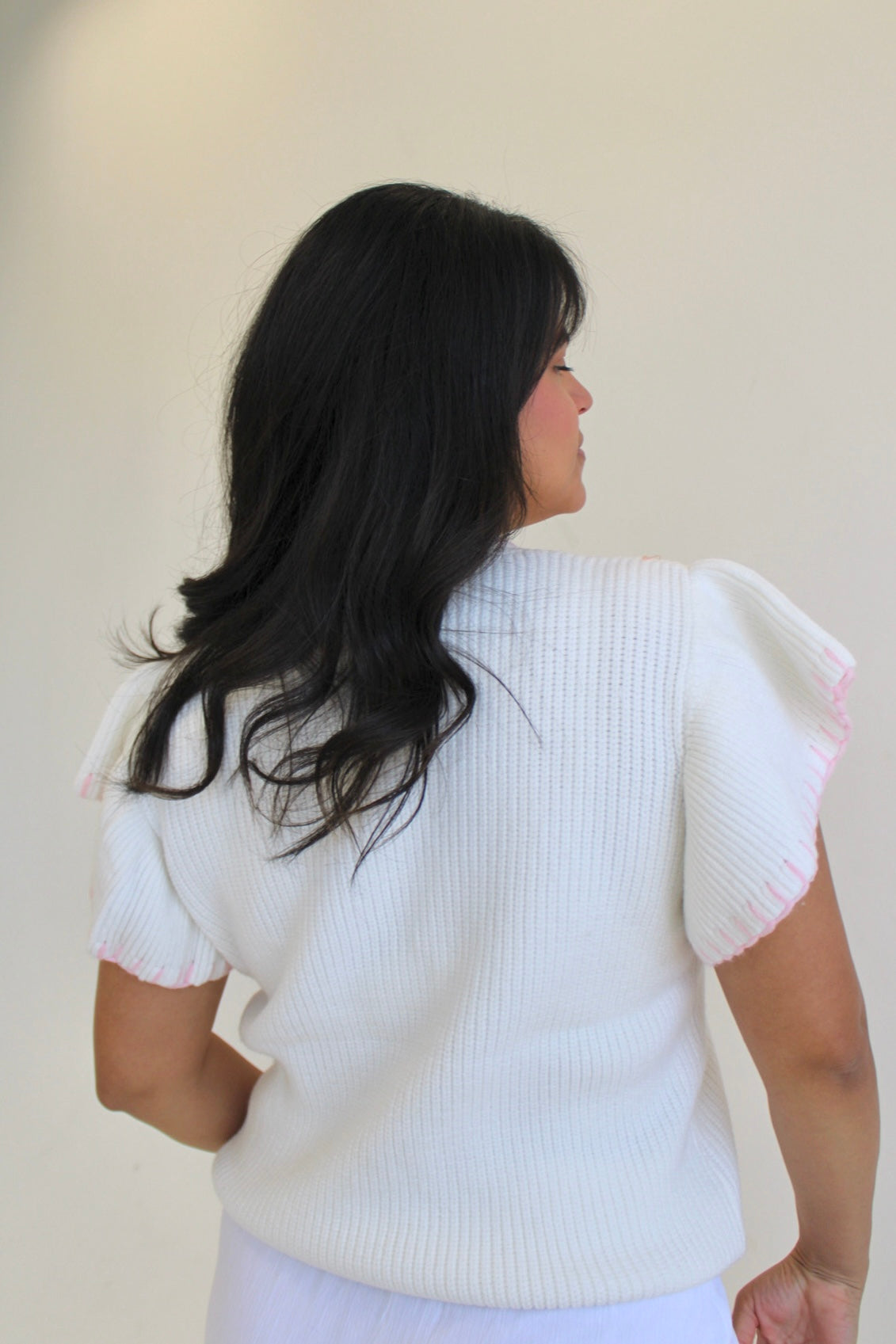 Just a Girl Weaved Ribbon Ruffle Top