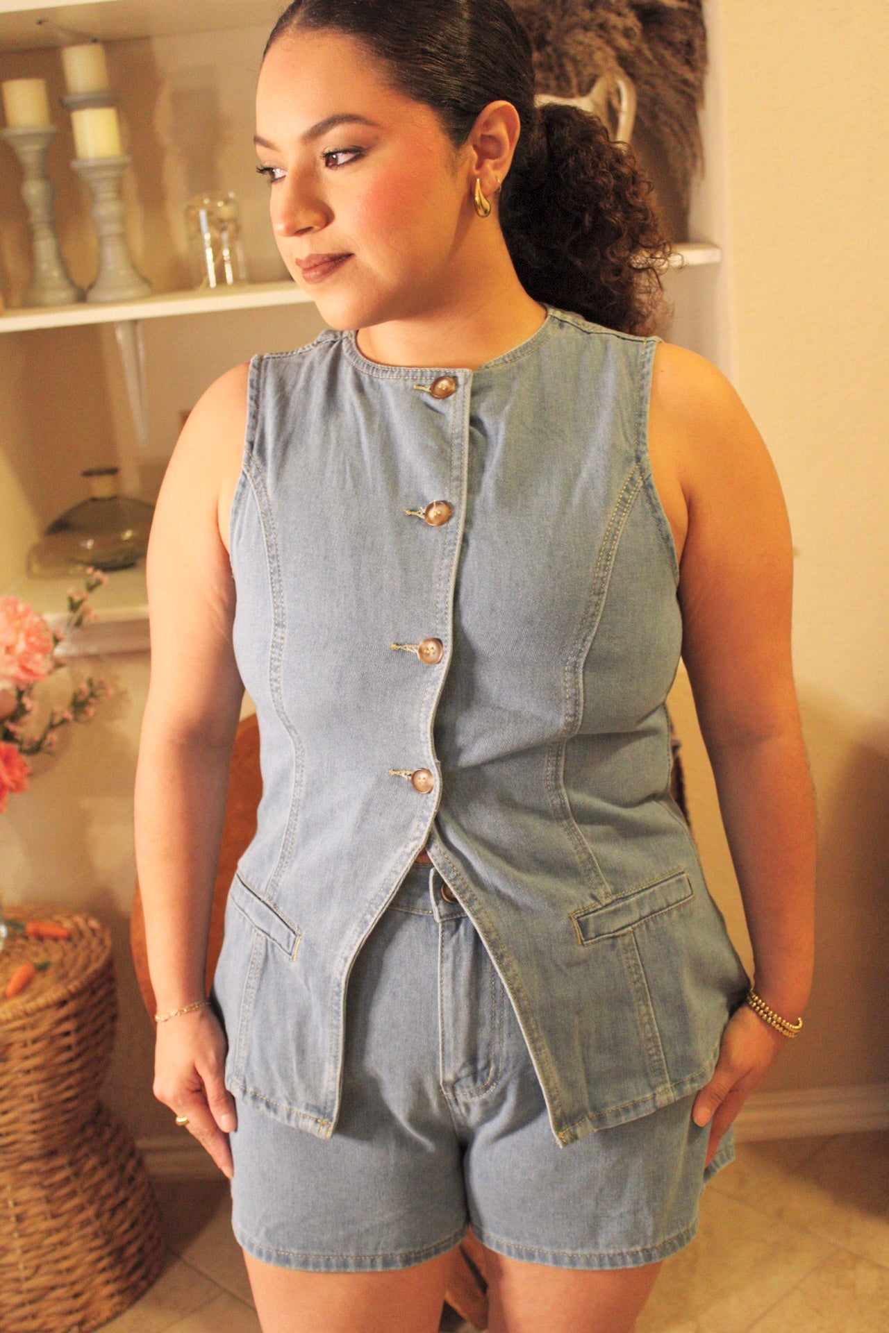 Mina Denim Shorts Set
