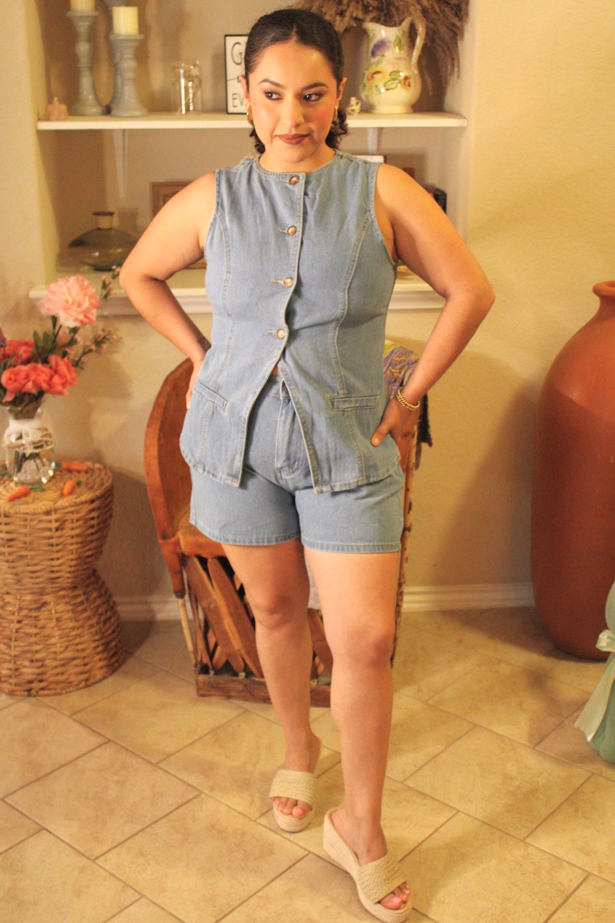 Mina Denim Shorts Set