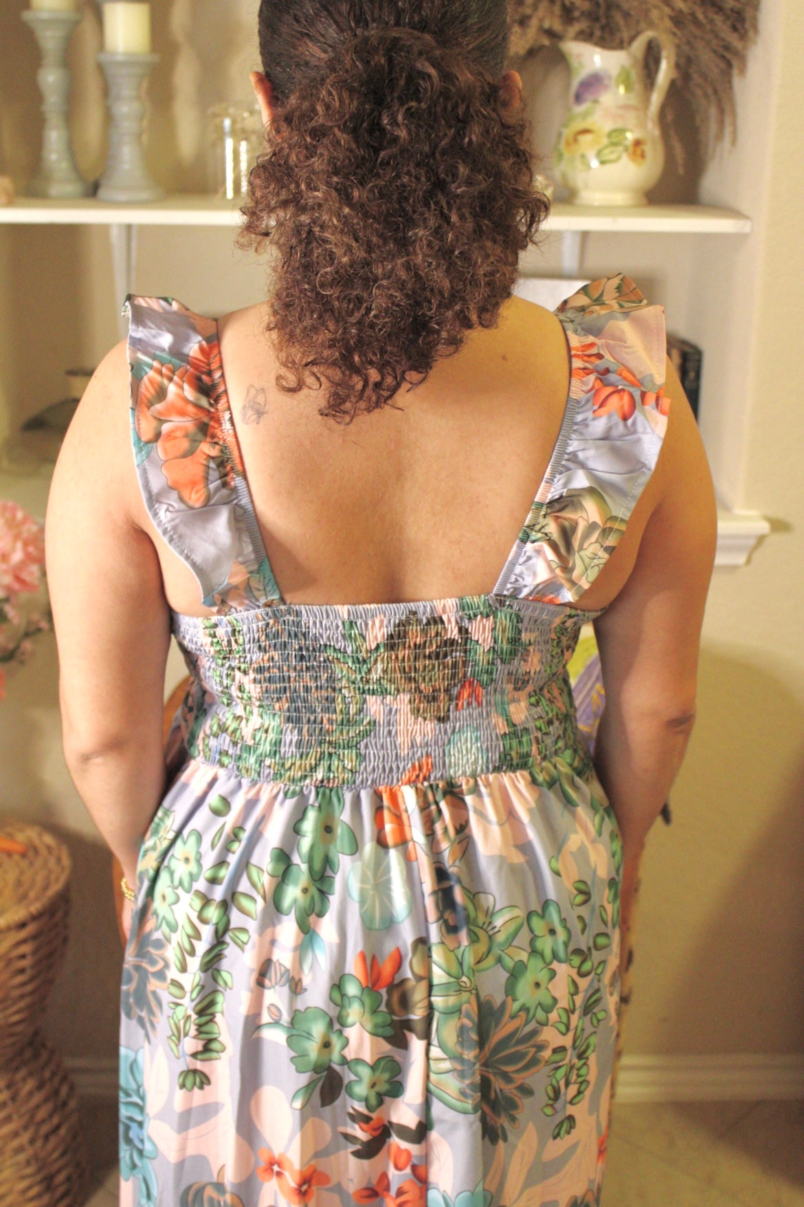 Cassie Printed Ruffle Strap Dress