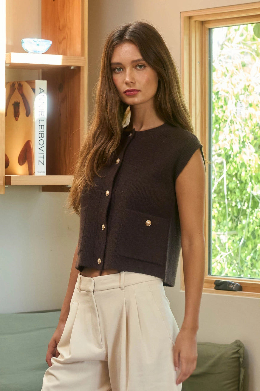 Noelle Gold Button Vest