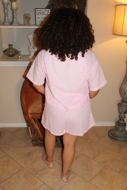 It’s Spring Gingham Shorts Set