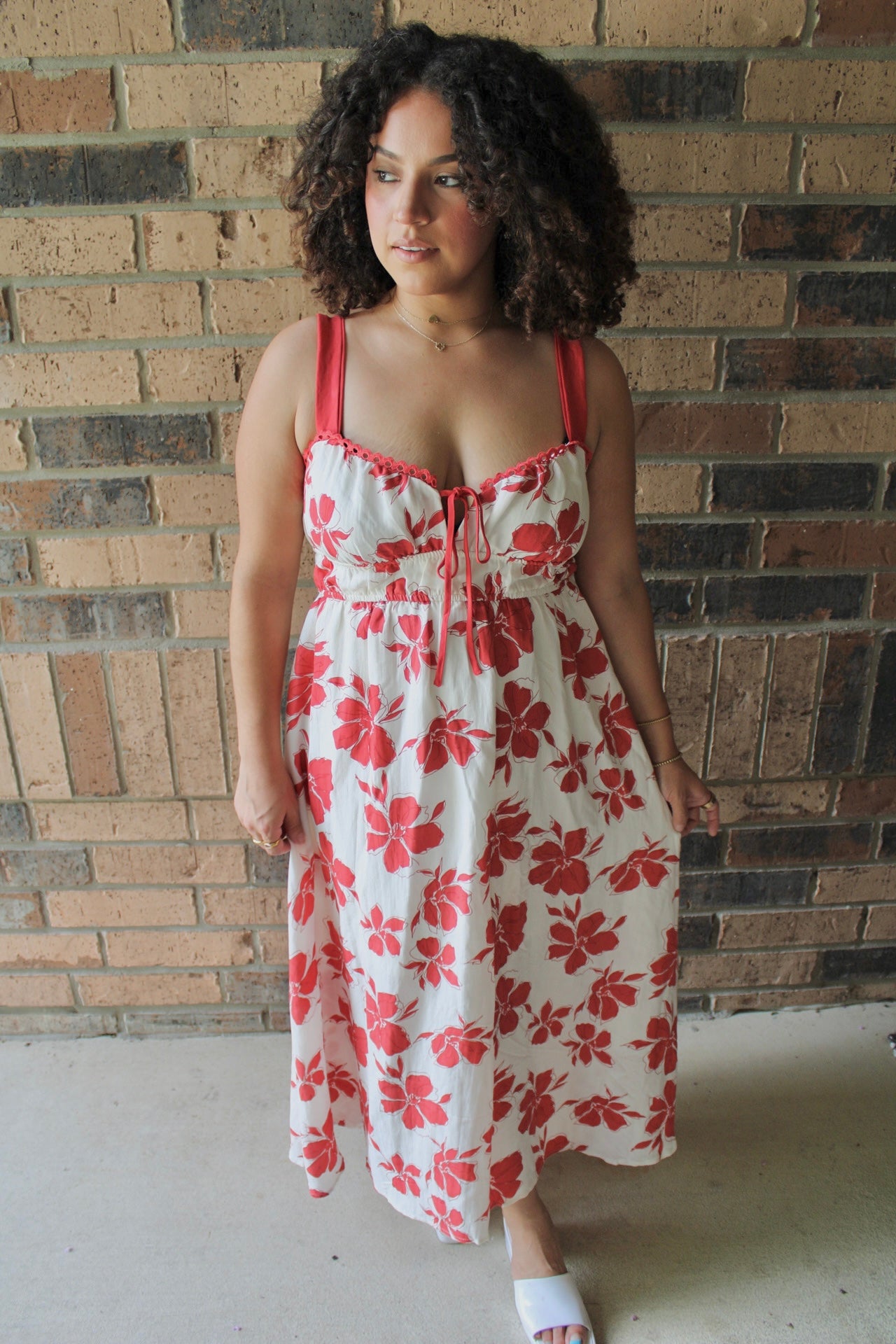 Lila Floral Sweetheart Midi Dress