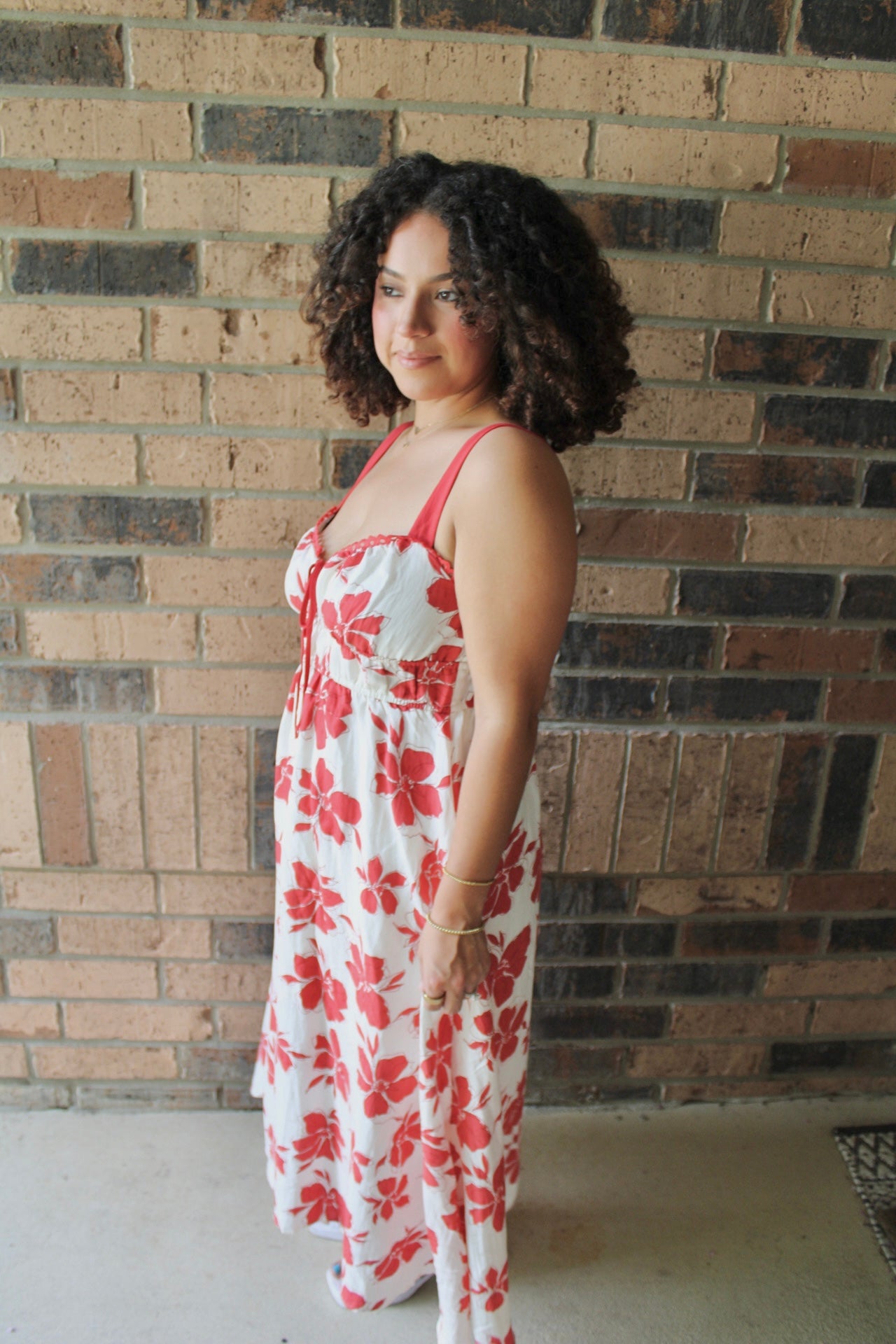 Lila Floral Sweetheart Midi Dress