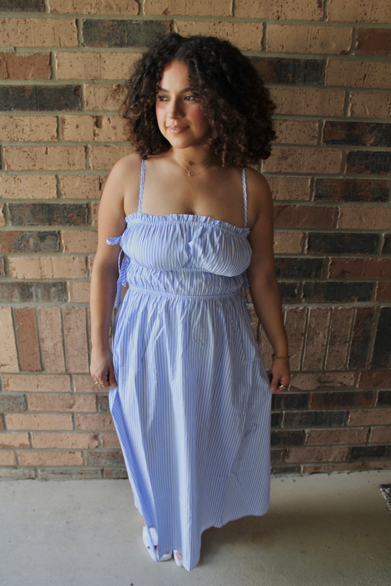 Italia Coastal Stripes Midi Dress