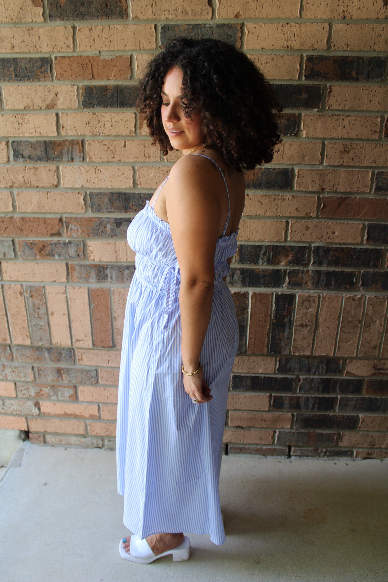 Italia Coastal Stripes Midi Dress