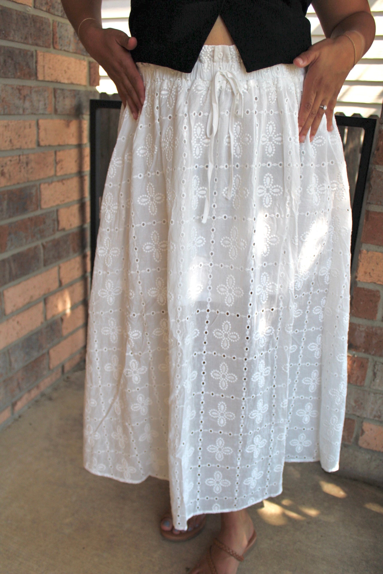 Ellie Eyelet Midi Skirt