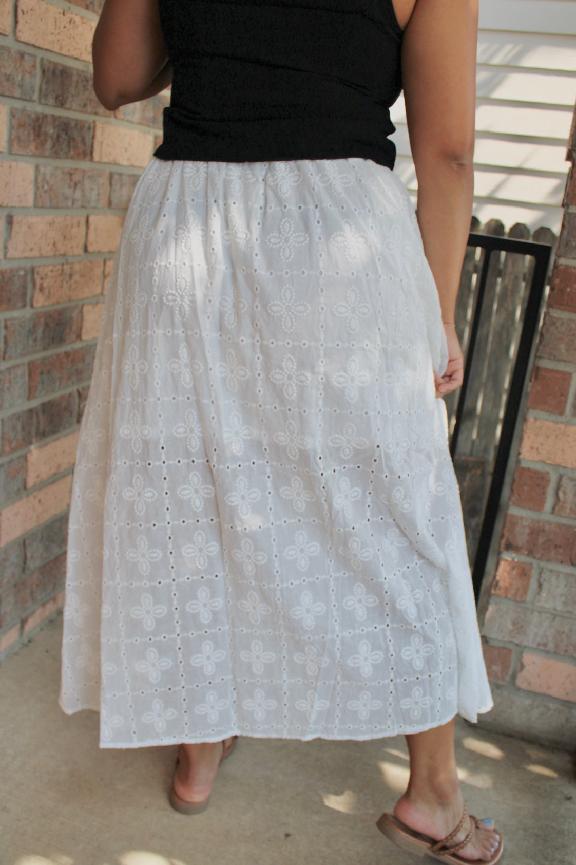 Ellie Eyelet Midi Skirt