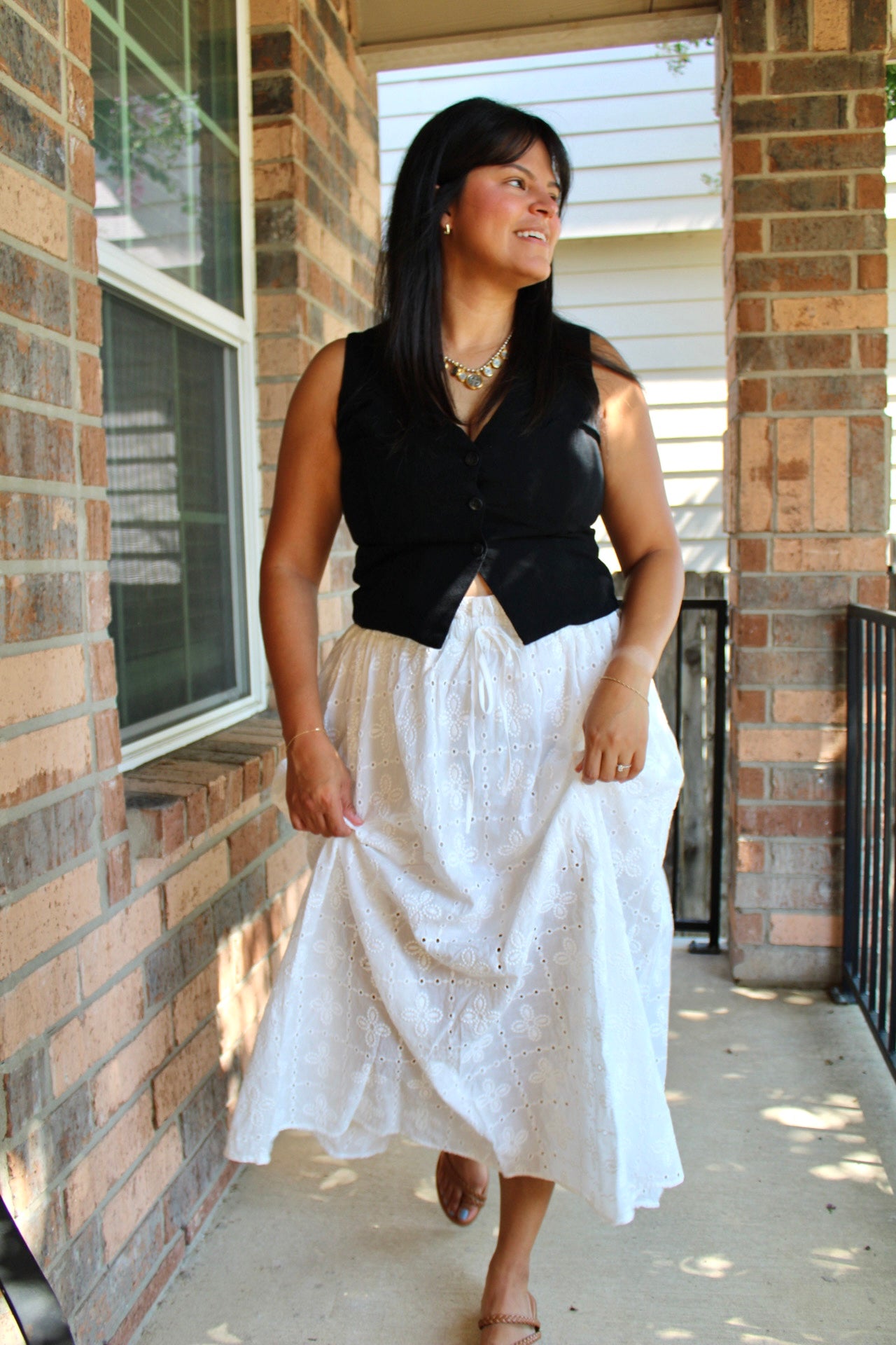Ellie Eyelet Midi Skirt