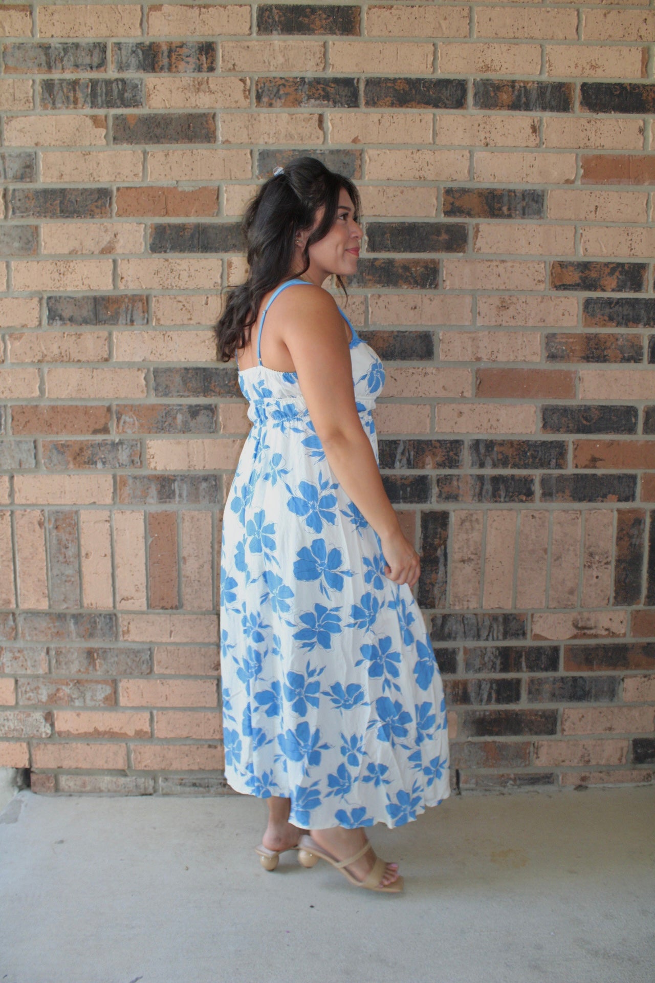 Lila Floral Sweetheart Midi Dress