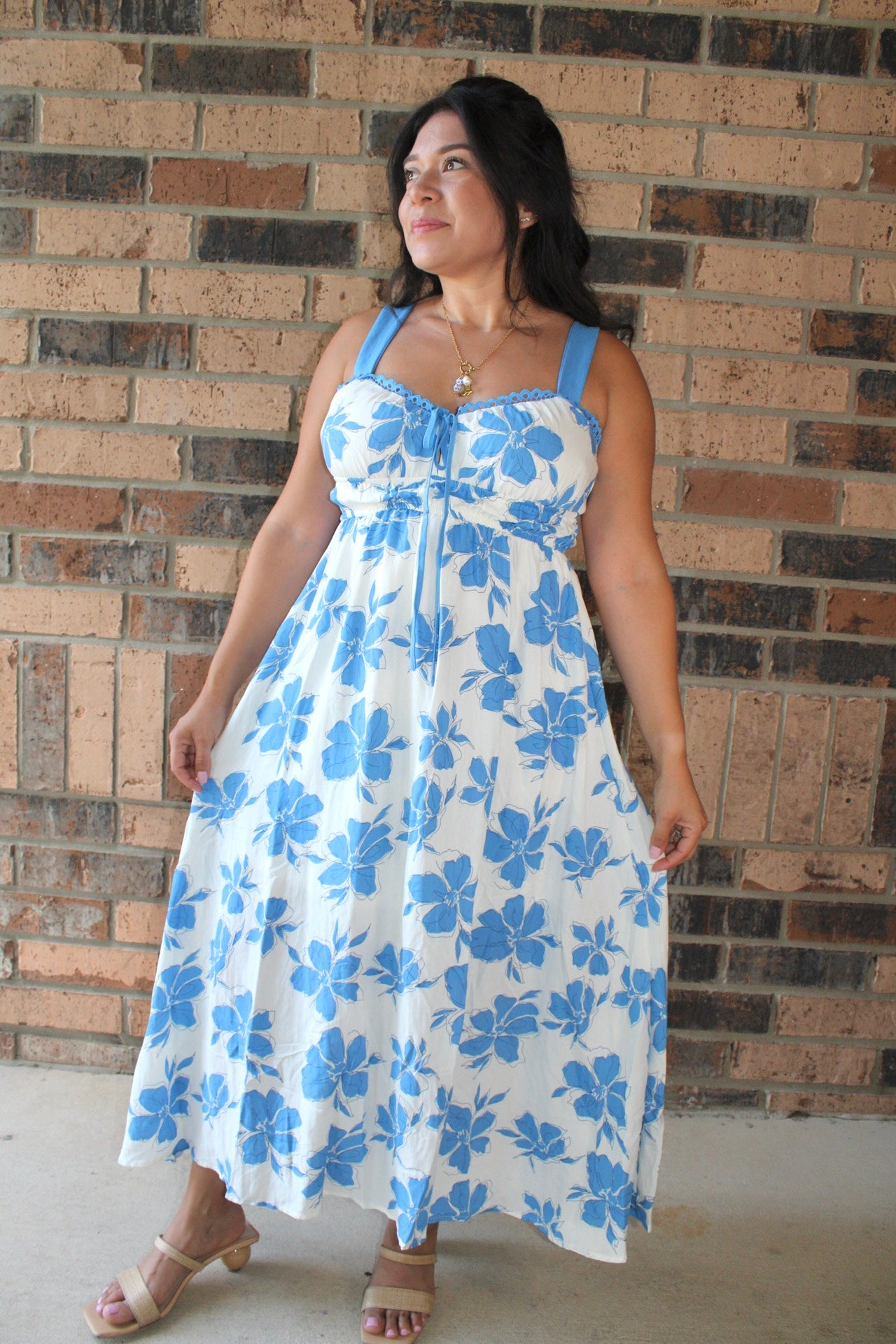 Lila Floral Sweetheart Midi Dress