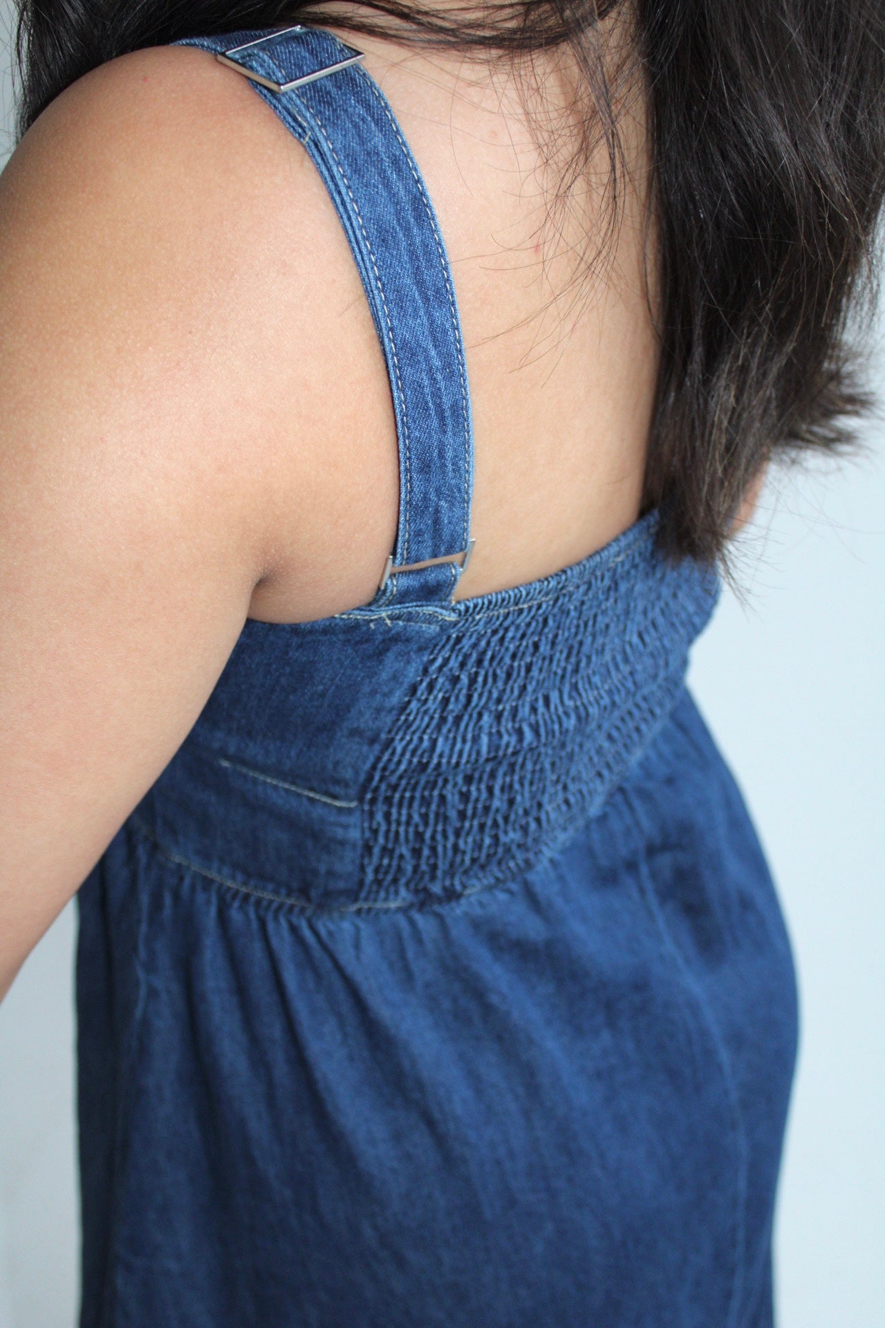 Lace Up Denim Midi Dress