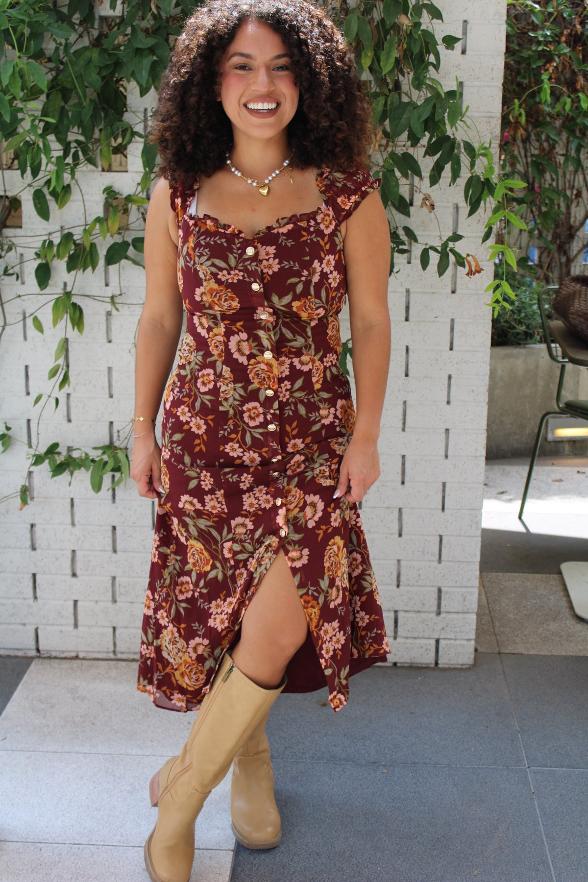 Floral in Fall Ruffle Maxi Dress