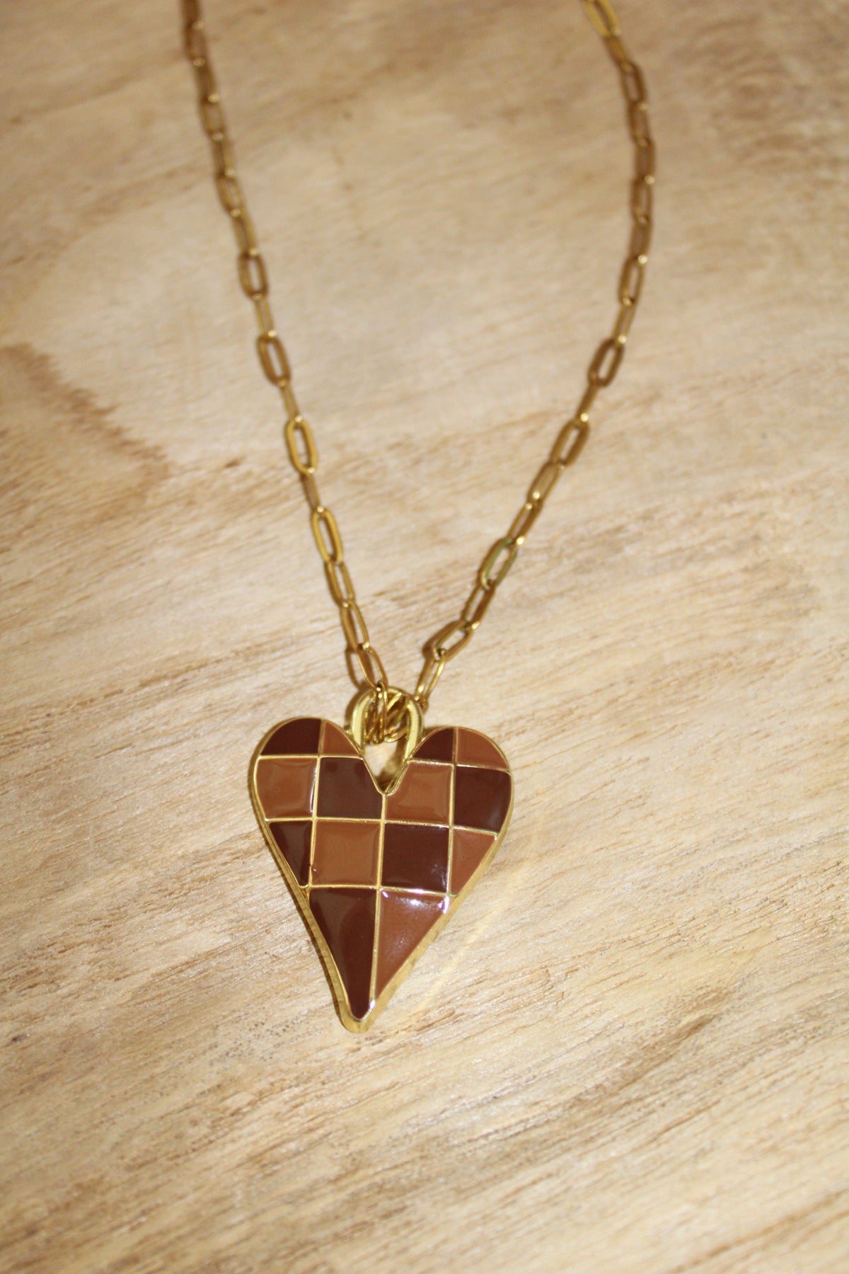 Mel Checkered Hearts Necklace