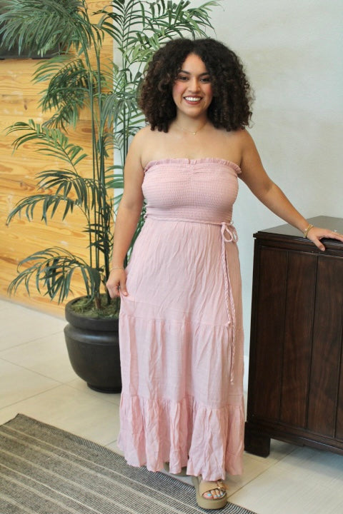 Elena Smocked Strapless Dress