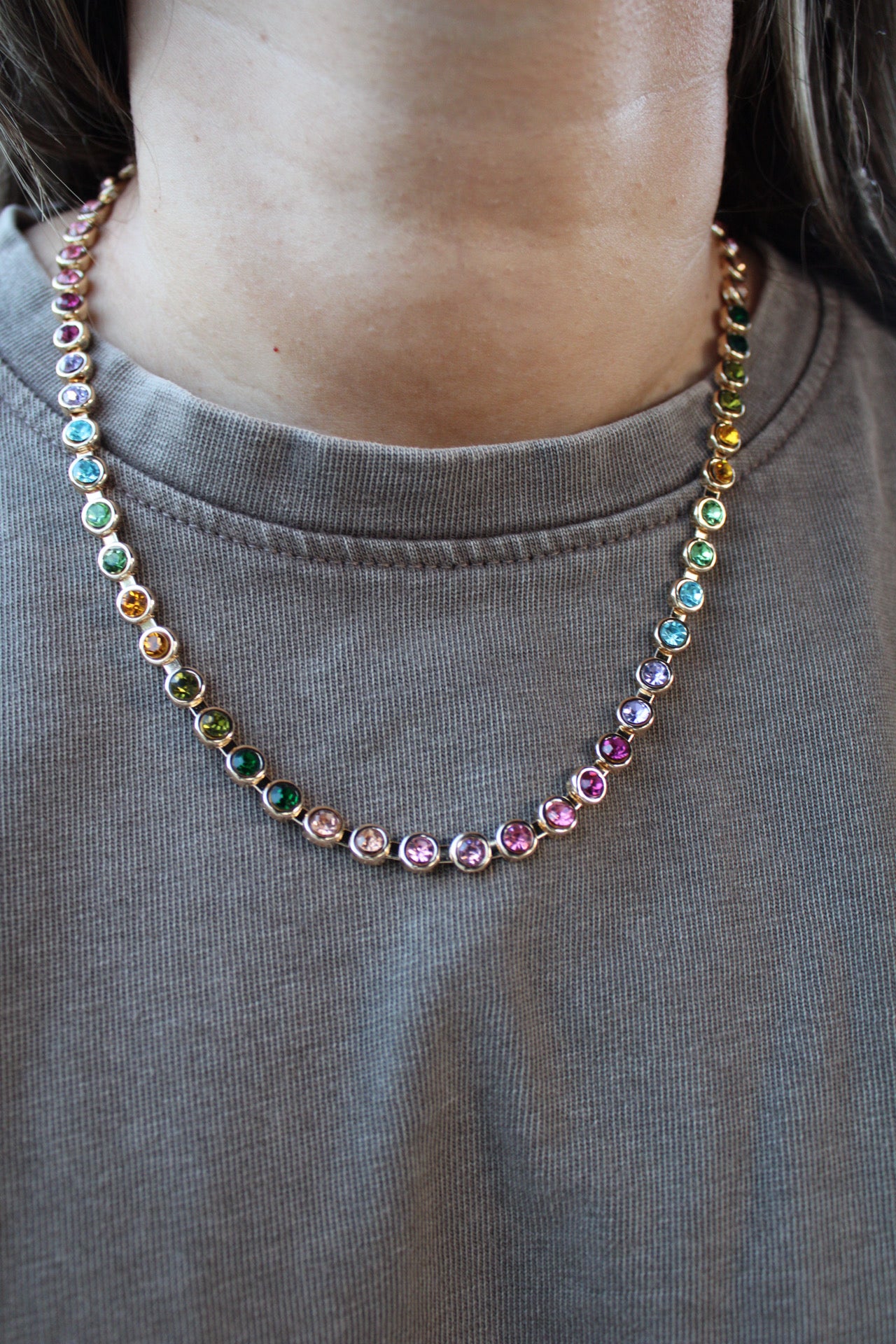 Rivera Rainbow Gemstone Tennis Necklace
