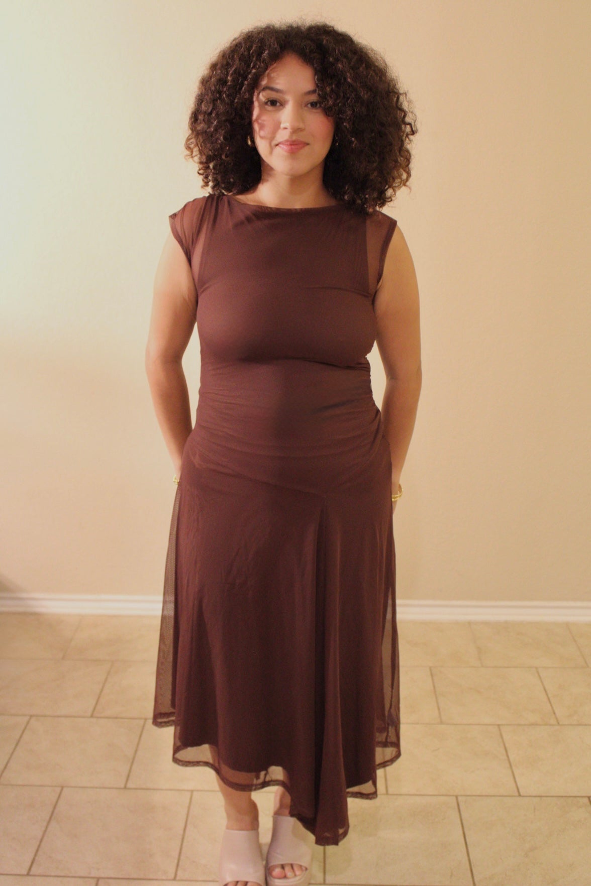 Serena Asymmetric Mesh Dress