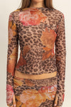 Kalina Leopard Floral Mesh Top