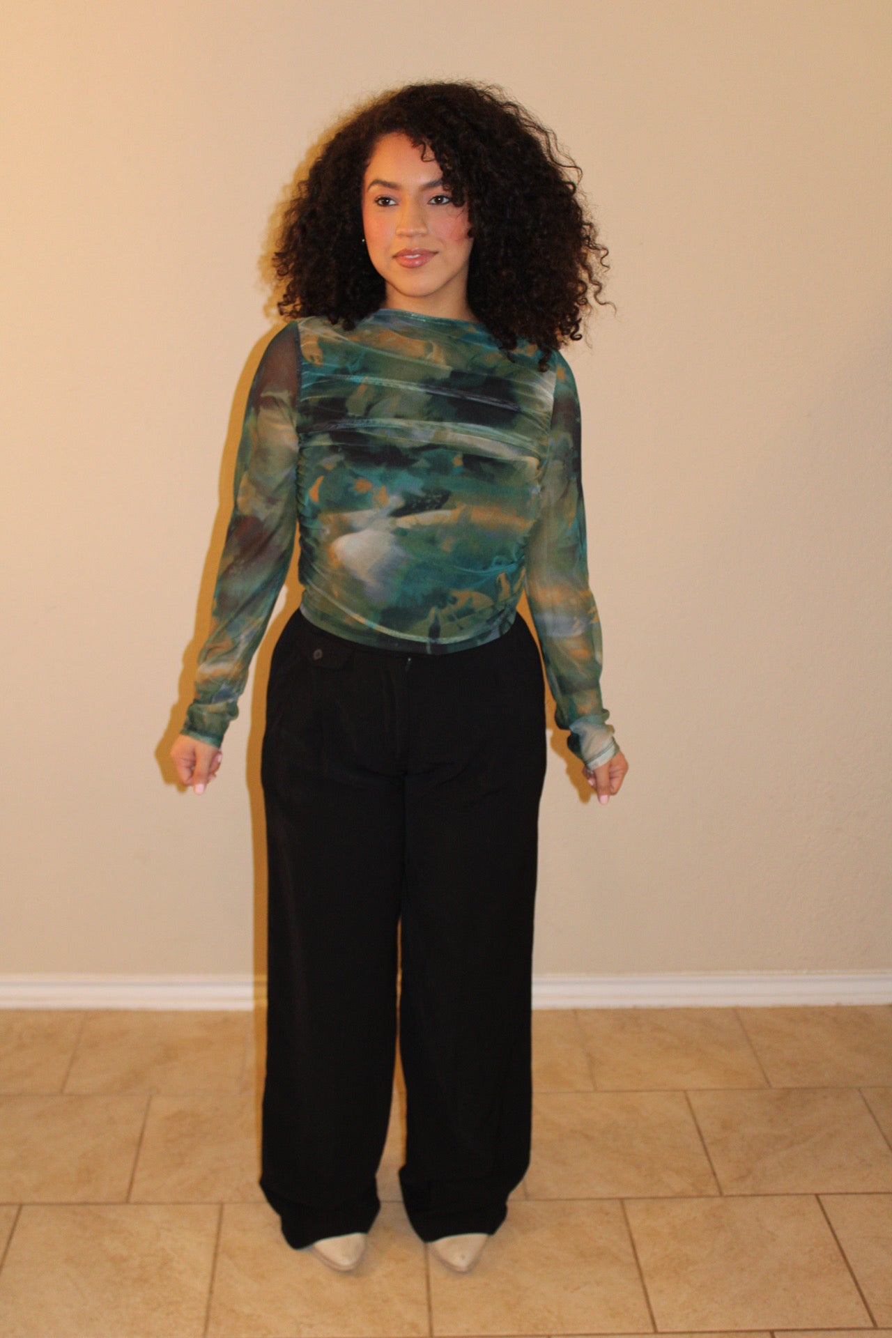 Sabrina  Mesh Long Sleeve Top