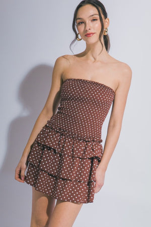 Eleanor Strapless Polka Dot Dress