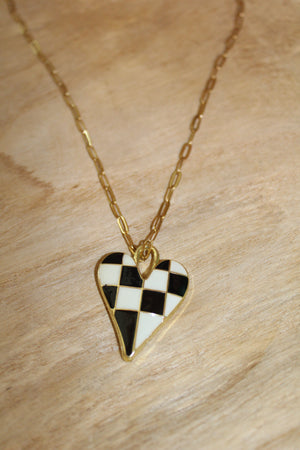 Mel Checkered Hearts Necklace