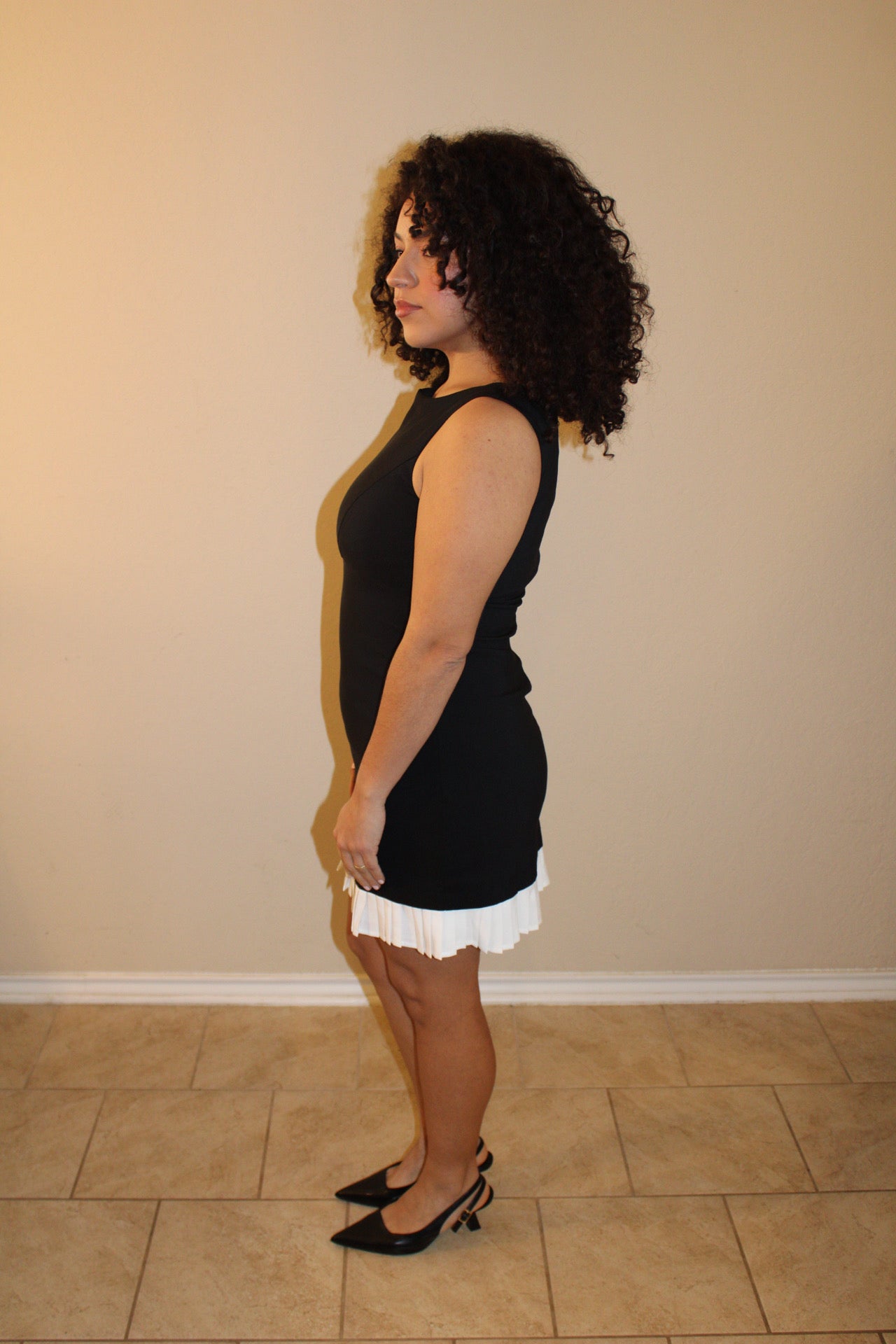 Stella Contrast Ruffle Hem Mini Dress