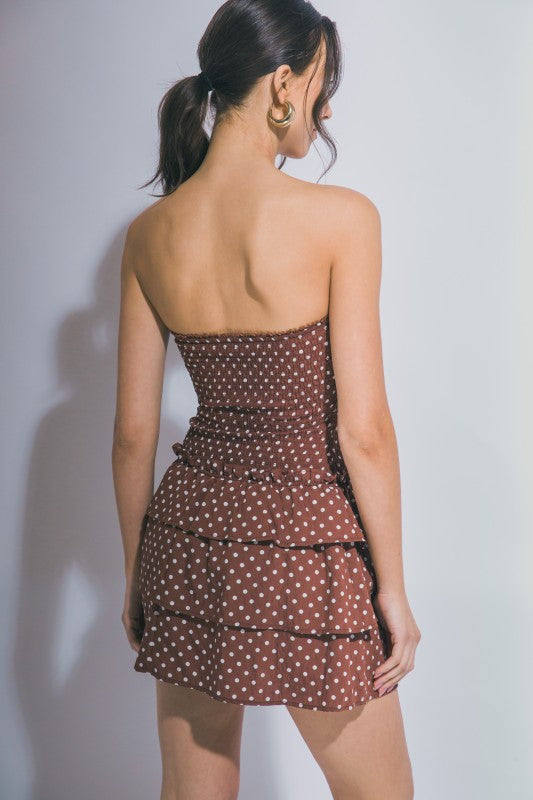 Eleanor Strapless Polka Dot Dress