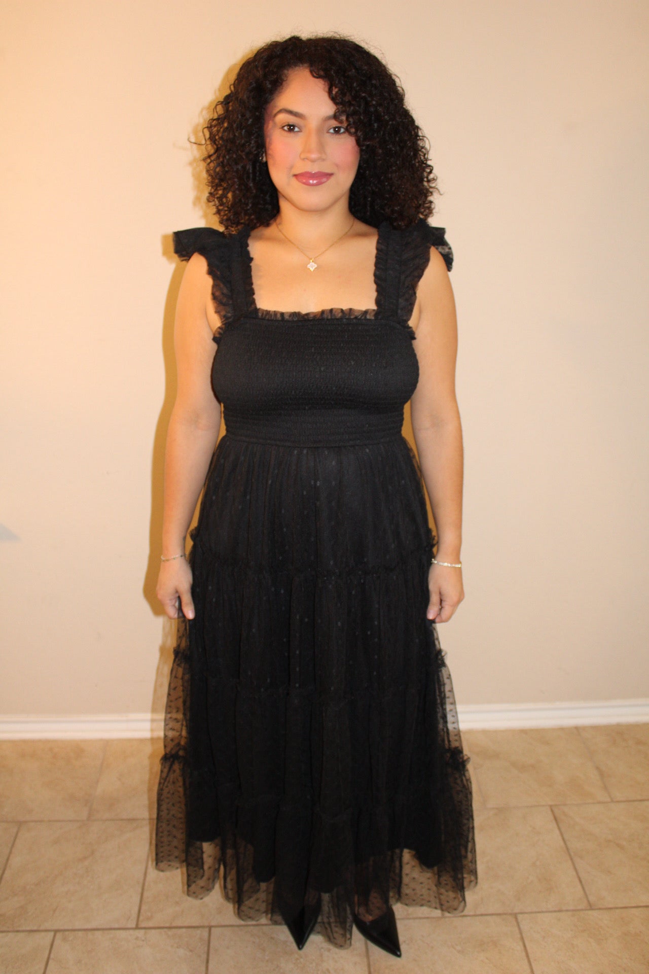 Cecily Polka Dot Smocked Tiered Dress