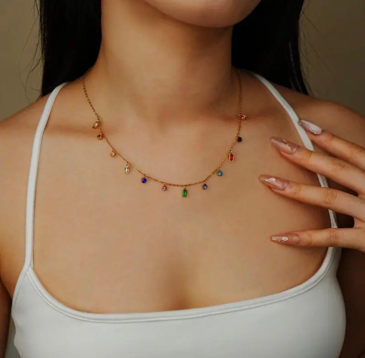 Claudette Rainbow Stone Necklace
