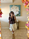 Blueberry Mocha Latte Lettuce Trim Button Up Top