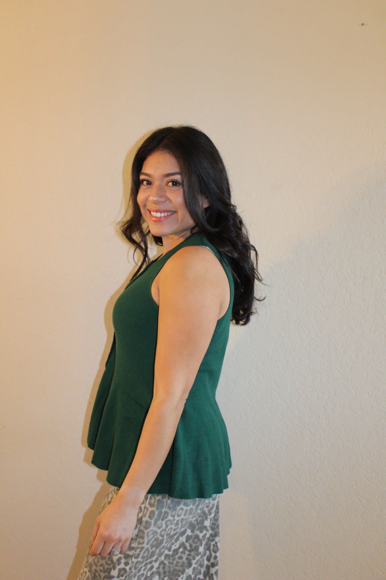 Kirsten Peplum Faux Button Top