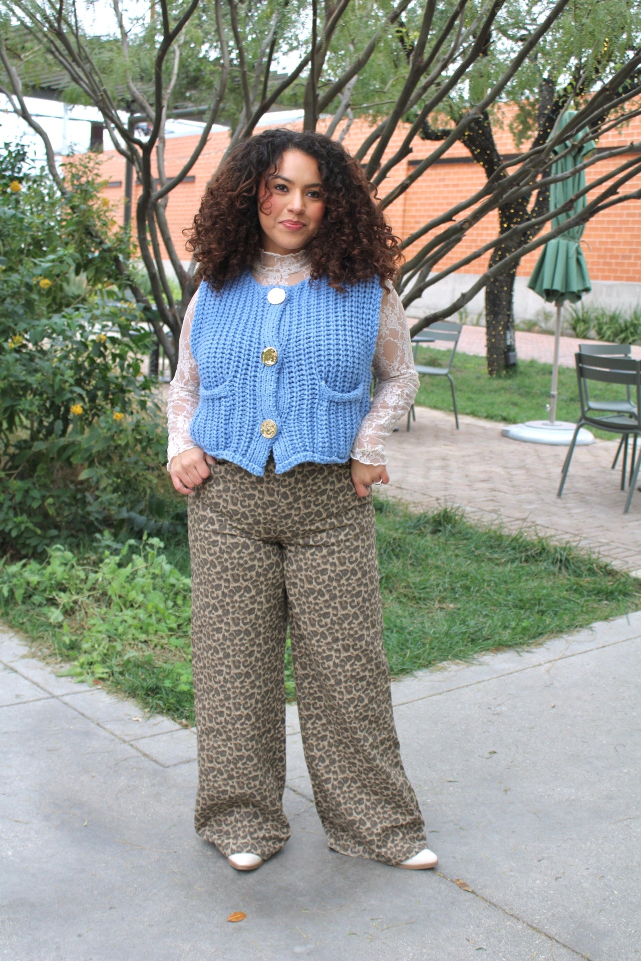 Cameron Denim Leopard Pants