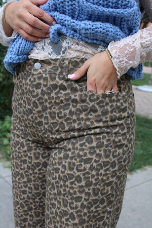 Cameron Denim Leopard Pants