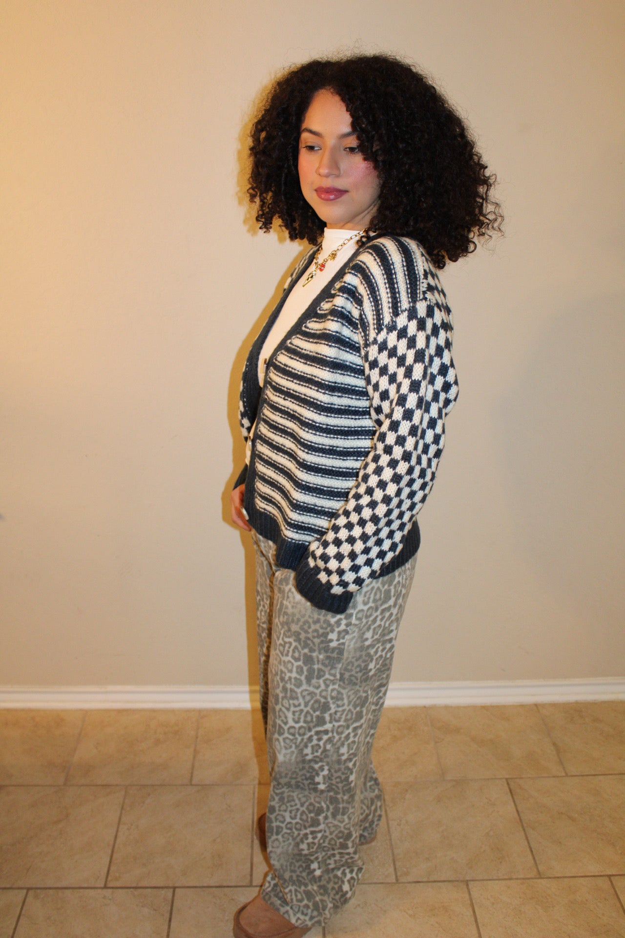 Cami Checkered Cardigan