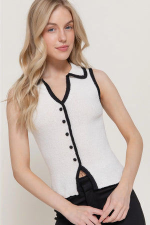 Seraphina Contrast Button Up Top