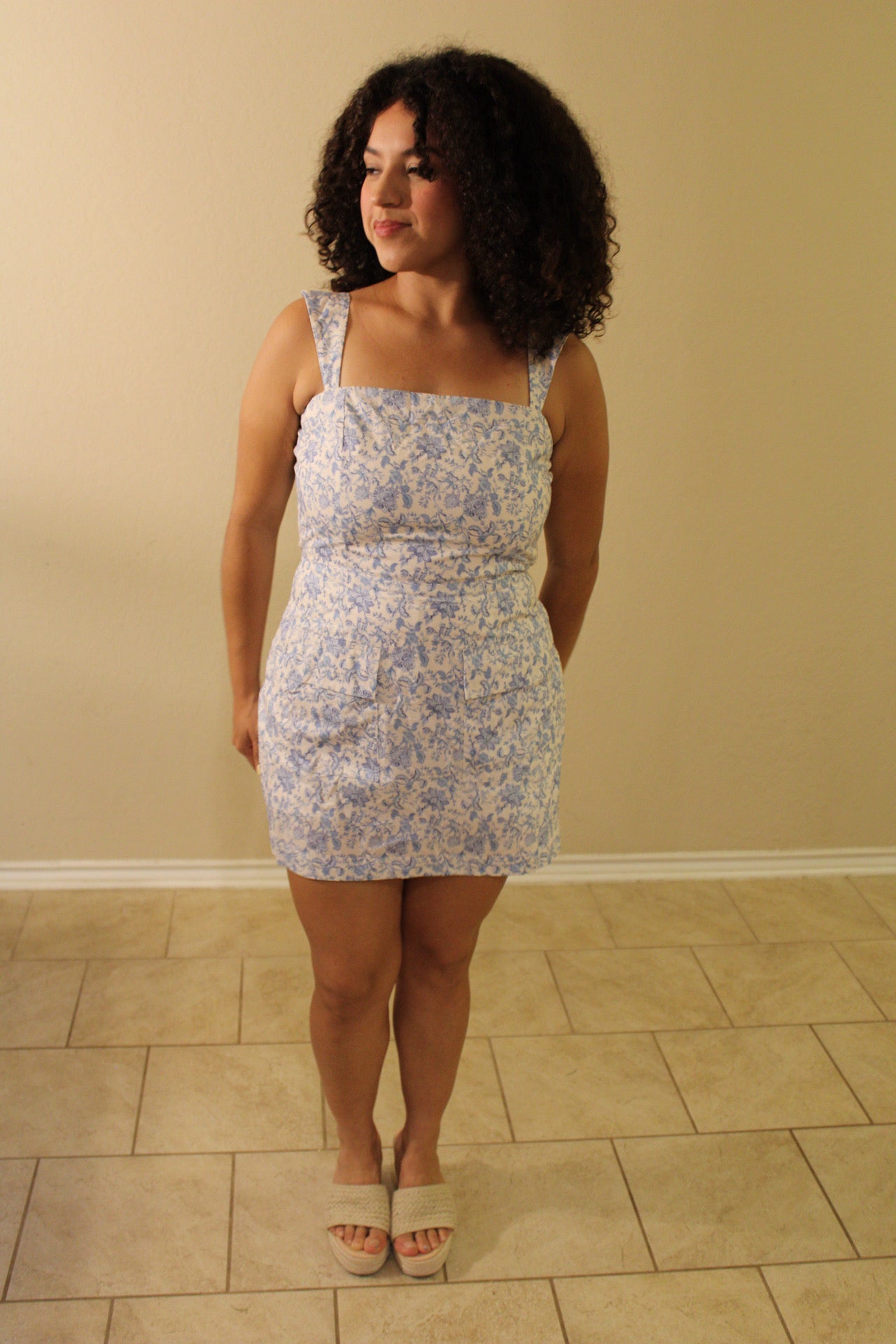 Floral Square Neck Mini Dress