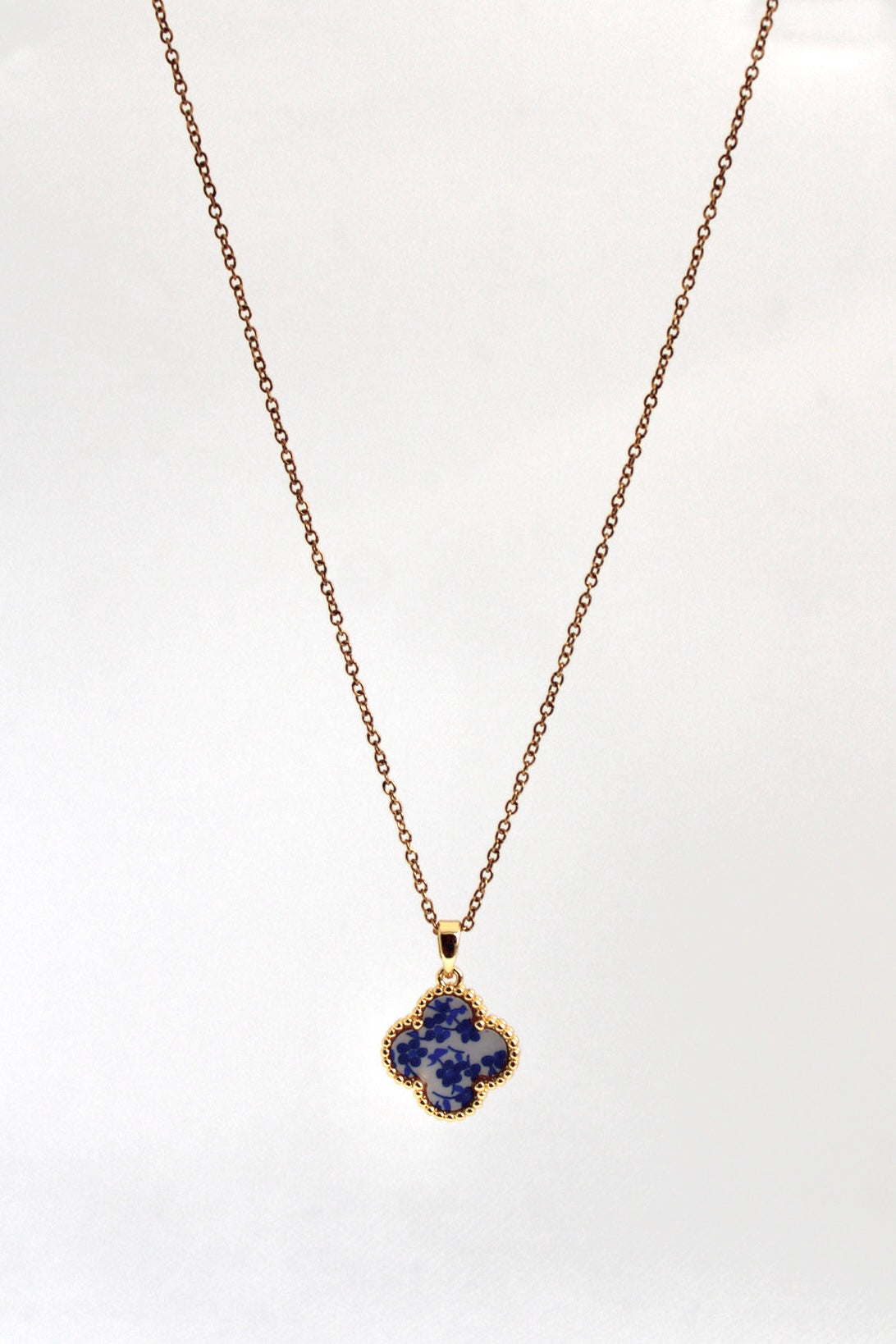 Vintage Porcelain Clover Necklace