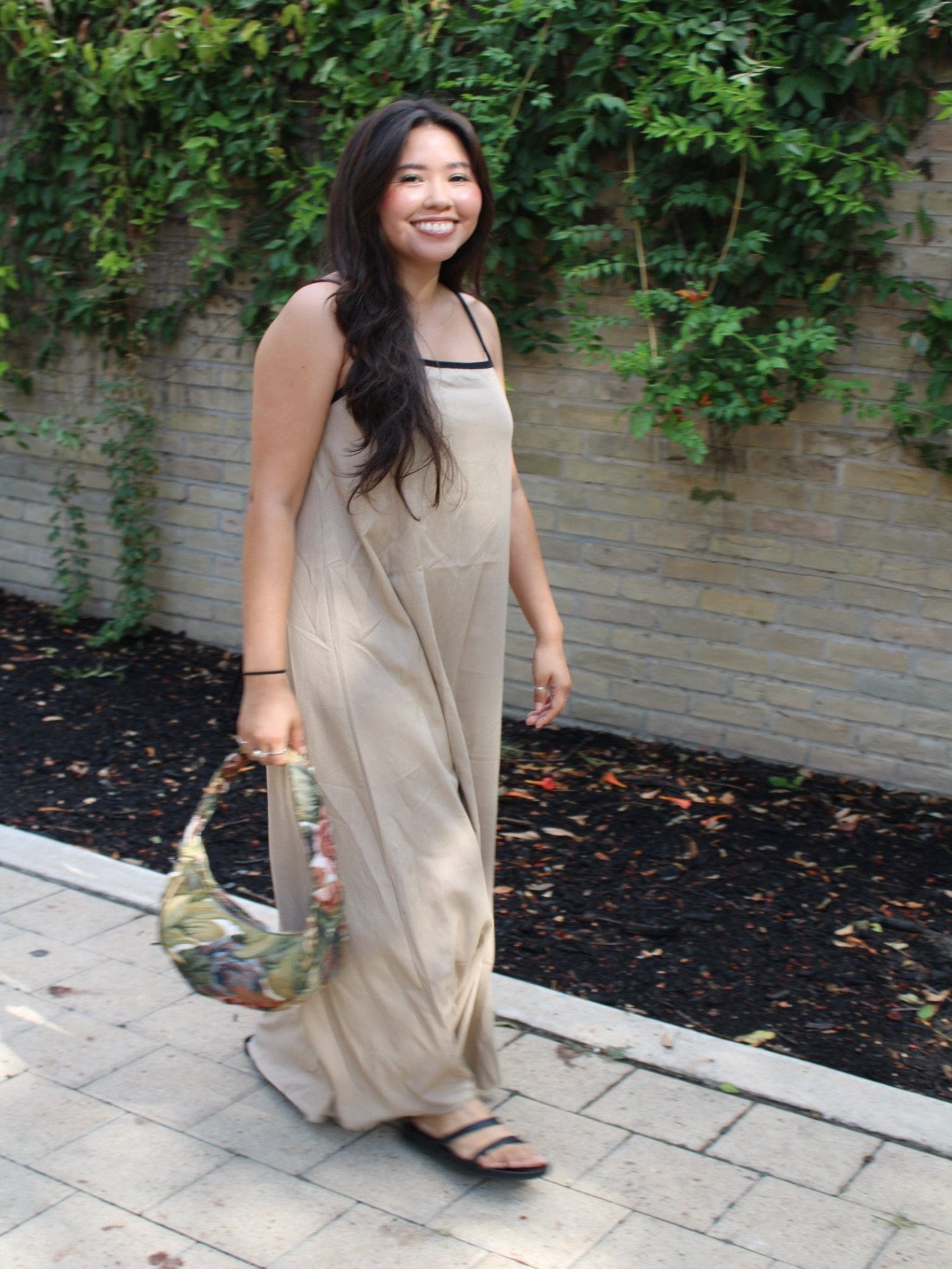 All Natural Contrast Trim Maxi Dress