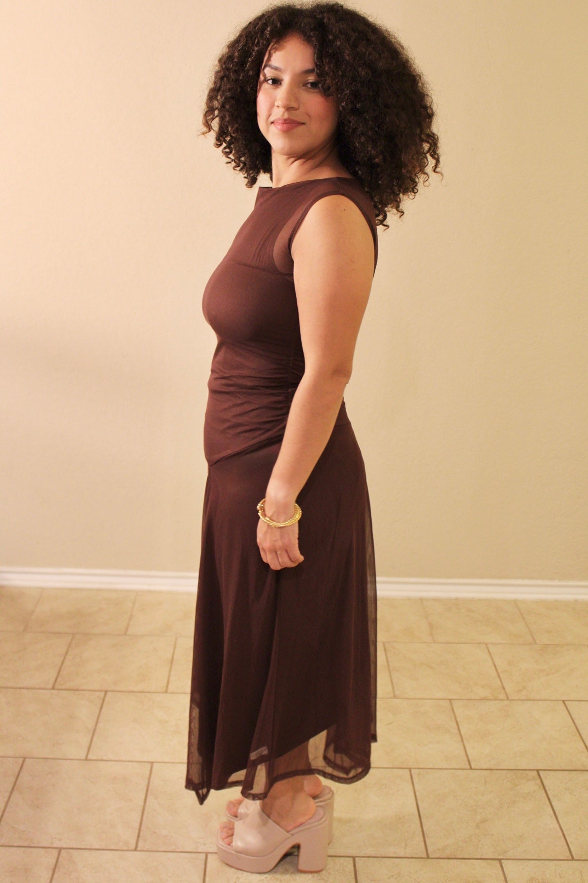 Serena Asymmetric Mesh Dress