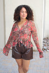 Carolina Front Tie Floral Leopard Top