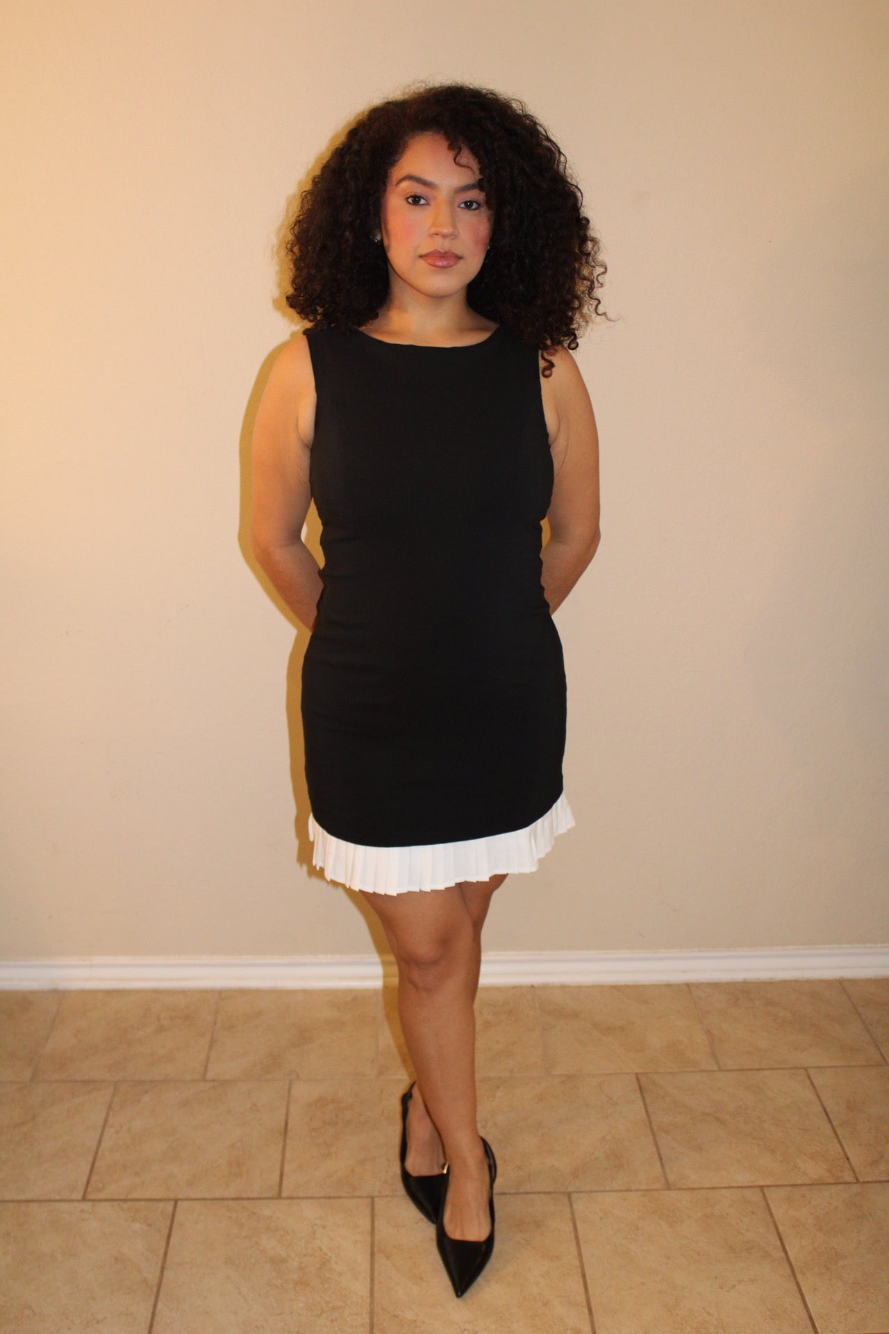 Stella Contrast Ruffle Hem Mini Dress