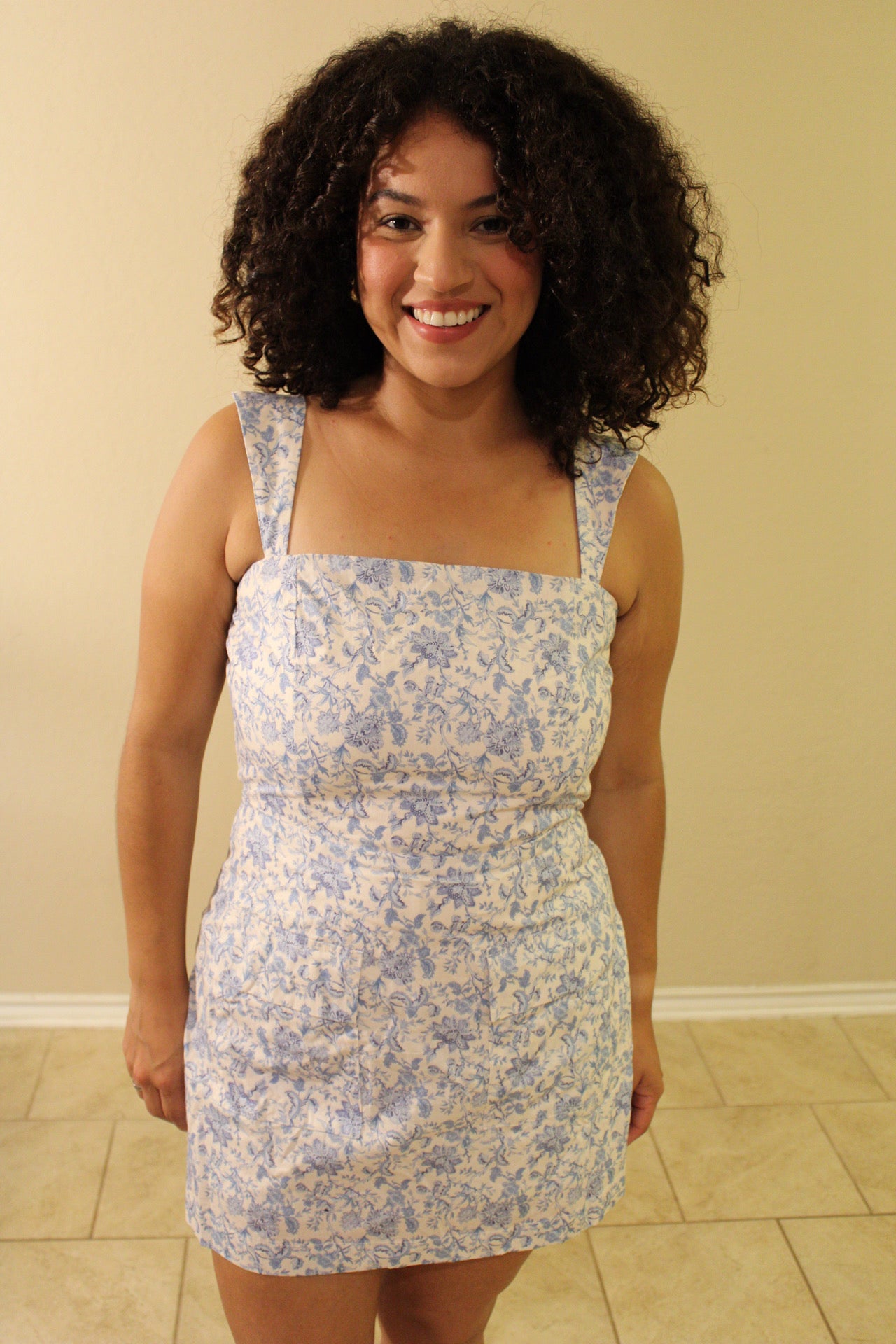 Floral Square Neck Mini Dress