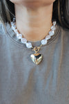 Myla Chunky Pearl Heart Necklace