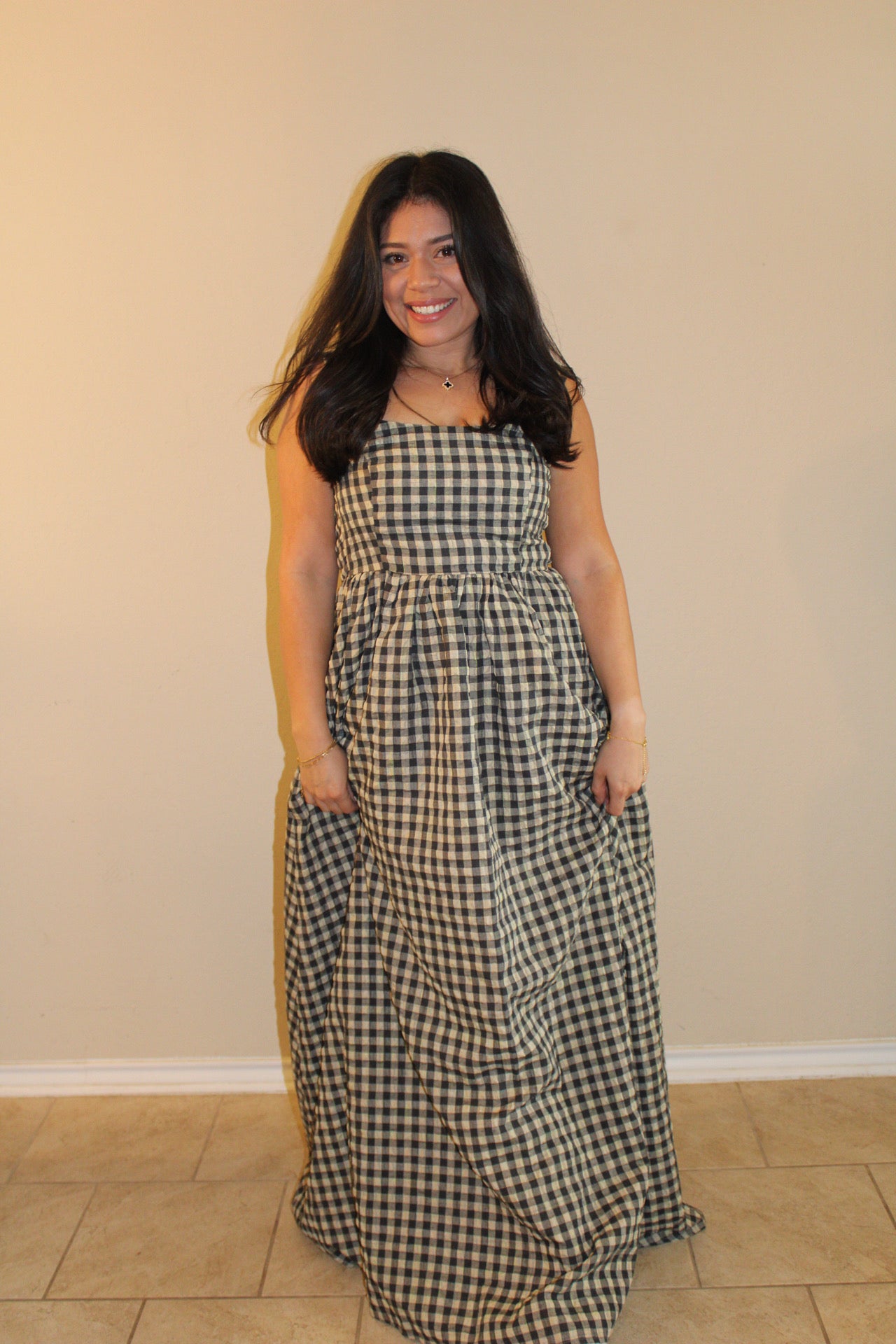 Vara Checkered Maxi Dress